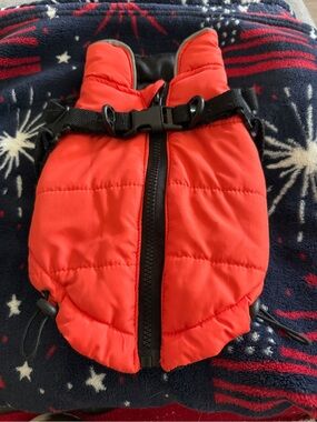 Bright Orange Puffer Dog Coat – Size Small (S) 🐾